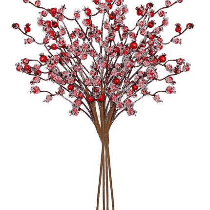 vensovo 4 Pack Artificial Red Berry Picks - 17 Inch Christmas Frost Red Berries Spray Branches, Christmas Tree Decorations, Winter Holiday Home Decor
