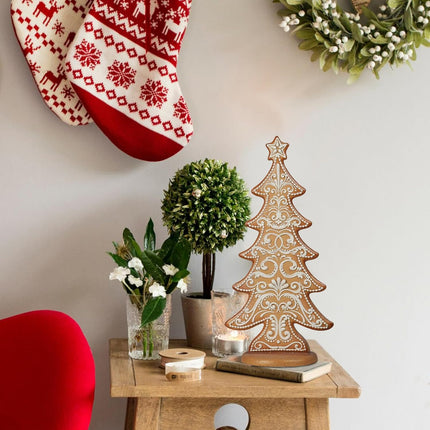 Gingerbread Christmas Tree Collectible Figurines - Village Gingerbread Fantastic Sequins Christmas Tree Tabletop Decoration Braxio (Extra Large)