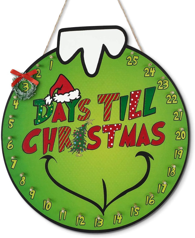 Putuo Decor Christmas Calendar Countdown Decor Farmhouse Christmas Wreath Christmas Calendar Countdown Vintage Advance Count Down To Christmas Sign Xmas Wooden Hanging Decor For Wall Holiday (Green)