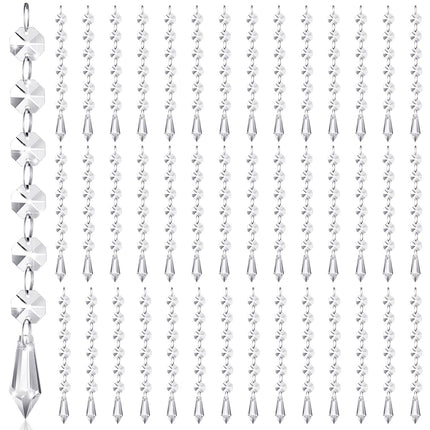 Nuenen 100 Pcs Christmas Hanging Crystals for Centerpieces Chandelier Clear Crystal Garland Strands Ornament Acrylic Clear Beads Prisms Pendant for Christmas Tree Window Home Decoration(Icicle)