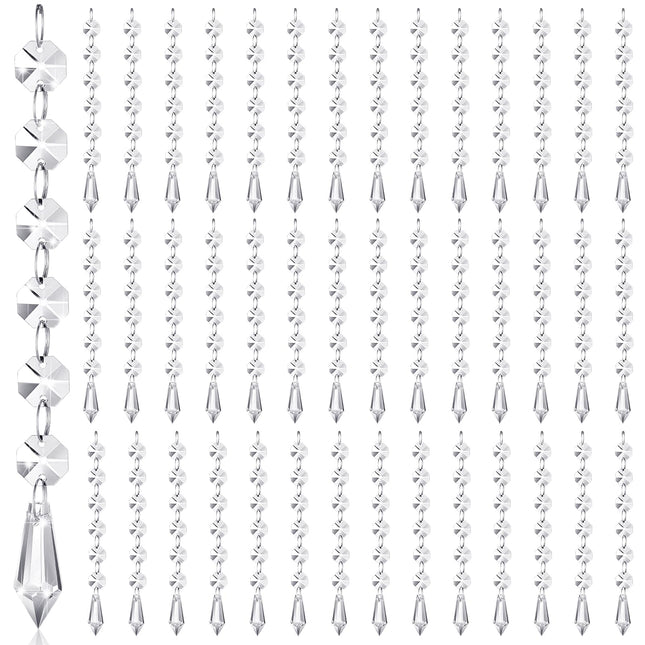 Nuenen 100 Pcs Christmas Hanging Crystals for Centerpieces Chandelier Clear Crystal Garland Strands Ornament Acrylic Clear Beads Prisms Pendant for Christmas Tree Window Home Decoration(Icicle)
