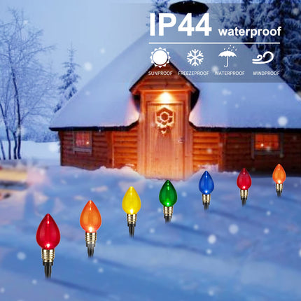 2 Pack C9 Christmas Pathway Lights Outdoor Total 34.8 Ft 20 Lights Waterproof Connectable Walkway Lights for Yard Ground Sidewalk Driveway Christmas Decorations