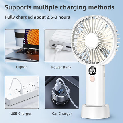 Mini Hand Held Fan Portable, Rechargeable Battery Operated Handheld Fan With Base,410 Hours,5 Speeds Personal Desk Table Fan