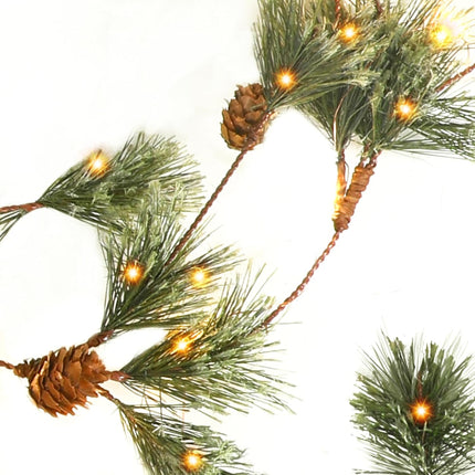 3 Pcs 6 ft Christmas Garland with Lights Prelit Smokey Pine Garland Lighted Christmas Garland 60 LED Battery Operated for Indoor Outdoor Xmas Tree Bedroom Stairs Fireplace Party Holiday