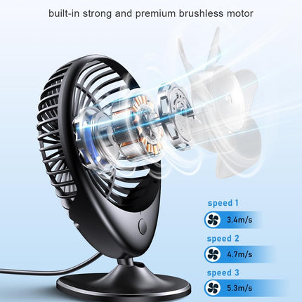 Aluan Desk Fan Small Quiet Usb Fan Portable For Travel 3 Speeds Powerful Desktop Fan 75°Head Rotation Table Fan Personal Mini Fan