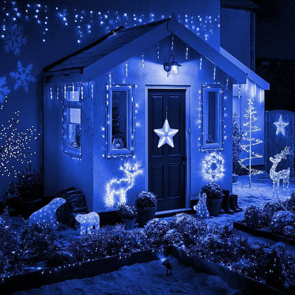 Joomer Christmas Icicle Lights, 400 LED 80 Drops 39Ft 8 Modes Waterproof Christmas Lights Outdoor Connectable with Timer for Holiday, Wedding Party, Eaves, Christmas Decorations (Blue)
