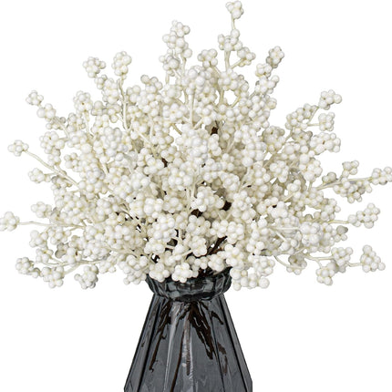 40 PCs White Christmas Picks 6.5 Inches Christmas Tree Stems White Berry Stems for Winter Craft Vase DIY Wreath Tree Table Floral Arrangement
