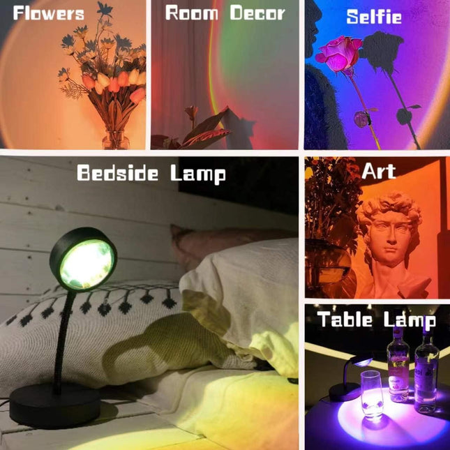 Sunset Lamp Projector Led Lights for Bedroom Night Light RGB Lights Sun Sunlight Sunrise Lamp 10w 360° Rotation Mood Lighting Home/Room Decor Christmas s for Women