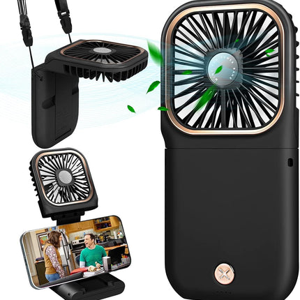Handheld Fan Mini Portable Fan, Upgrade Small Personal Fan With 3 Speeds Neck Fan Rechargeable Portable Fan, Good For Travel Home