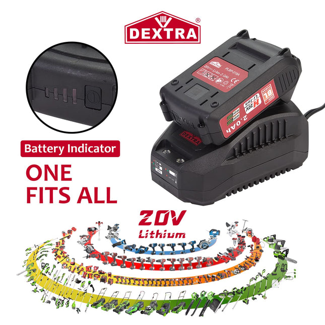 Dextra 20V Hedge Trimmer Cordless, 24 Inch Dual Action Blade Electric Tree Trimmer, 3/5 Inch Cutting Capacity Bush Trimmer Tree Trimmer with 2.0Ah Battery and Charger