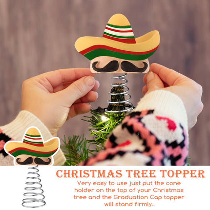 Queekay Mexican Fiesta Hat Miniature Tree Topper Cinco De Mayo Ornaments Sombrero Hat Straw Tree Topper 4 Inches Mini Tree Decorations Mexican Party Favors Supplies