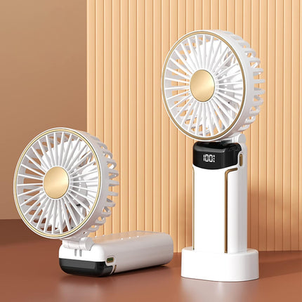 Portable Fan Handheld Fan, 6000Mah 180° Foldable MultiFunction Fan, 5 Speeds, Digital Display, Ultra Quite, Up To 16H Long Use