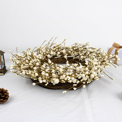 20 Inches White Door Wreath Winter Wreaths for Front Door White Berry Wreath for Farmhouse Indoors Outside Kitchen Wall Porch Christmas Winter