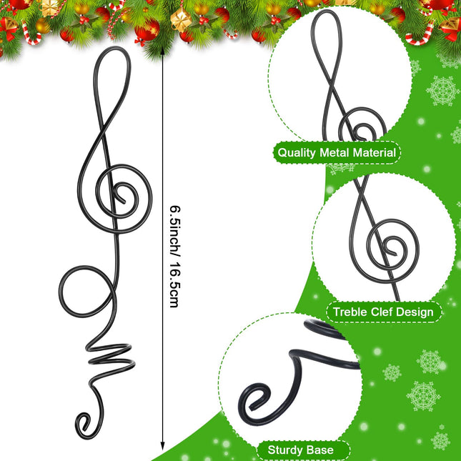 Lenwen Christmas Tree Topper 6.5 Inch Treble Clef Mini Tree Topper Christmas Musical Tree Topper Small Black Wire Tree Topper for Music Themed Christmas Tree Decorations Party Supplies
