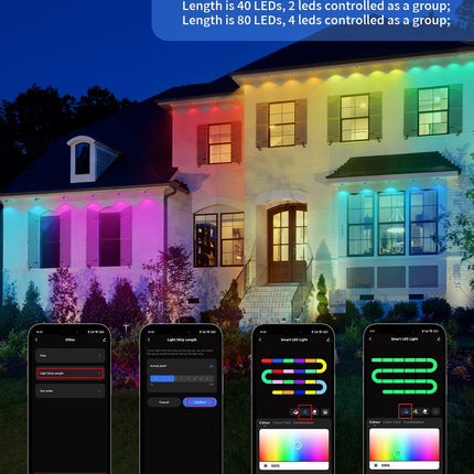 Permanent Outdoor Lights Pro,120ft Smart RGB+IC Outside Lights with 80 LEDs, IP65 Waterproof Eaves Lights for Christmas All Holiday Decorations, Work with Alexa, Google