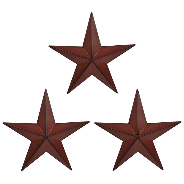 12" Metal Barn Star Wall Decor-American Flag Stars for Outside Or Inside of House-Iron Texas Metal Star Rustic Vintage Western Country Home Farmhouse Wall Art Decorations (Set of 3)