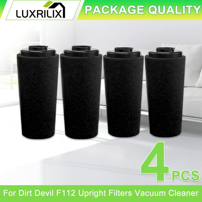 F112 Filter For Dirt Devil Endura Vacuum Parts Ud70187 Ud20120Nc Ud20124 Ud70167P Ud70171 Ud70186 Ud70174 Ud70161 Ud70181 Ud70355B, 4 Pack Odor Trapping Filter Replace Part Ad47936