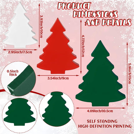 Qunclay 6 Pieces Wooden Christmas Trees Tabletop Decoration Rustic Wood Christmas Trees Tiered Tray Decoration Mini Christmas Tree Mini Wooden Block Signs Tabletop Decoration Ornaments (Tree Style)