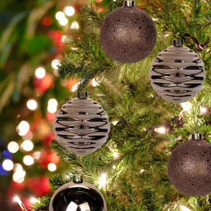 3.15" Christmas Ball Ornaments Brown 12 Pcs Shatterproof Christmas Tree Decorations Xmas Tree Medium Christmas Ornaments Balls with Hanging Loop for Halloween Wedding Holiday Party Wreath Home Decor