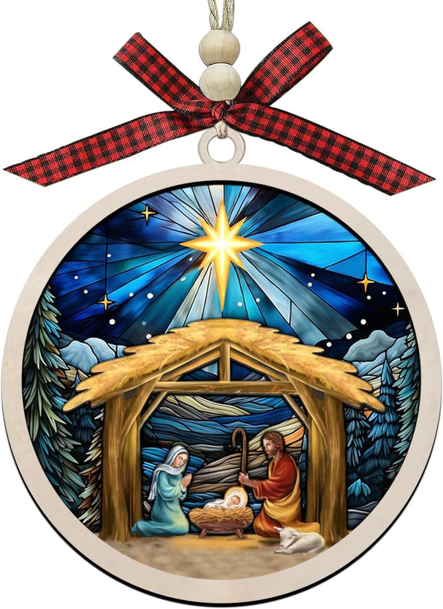 Nativity Ornaments, Wood Nativity Ornament for Christmas Tree, Religious Christmas Ornaments , Jesus Ornaments Decor, Christian Christmas Ornaments s