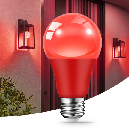 Red Green Light Bulbs for Christmas, 9W(60W Equivalent) E26 Base Red Green Bulb for Christmas Halloween,Wedding,Party,Bar,Porch,Holiday Lighting,Home Decor, 2-Pack (Red + Green)