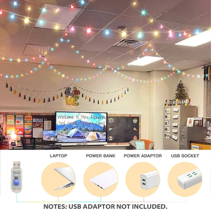 suddus Pastel Christmas Lights, 100 Led String Lights Plug in, Indoor String Lights for Dorm, Classroom, Birthday, Backyard, Patio, Garden, Party, Living Room, Spring, Pastel Color