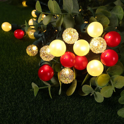 Red and Warm White Christmas Lights Outdoor G15 70 LED 19ft Plug in Pearlized Mini Globe String Lights Waterproof Extendable Green Wire for Indoor Patio Xmas Tree Thanksgiving Decor