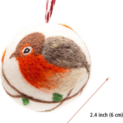 GLACIART ONE Felt Christmas Ornaments Balls Set of 3 Large 2.4” Christmas Tree Decorations, Hanging Christmas Garland, Ideal Christmas & Fall Season Decoration Zealand Natural Wool