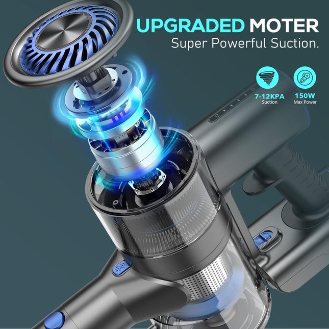 Cordless Vacuum Cleaner, Cordless Vacuum With 80000 Rpm Highspeed Brushless Motor, 2600Mah Powerful , 5 Stages Highefficiency Filtration, Up To 40 Mins Runtime