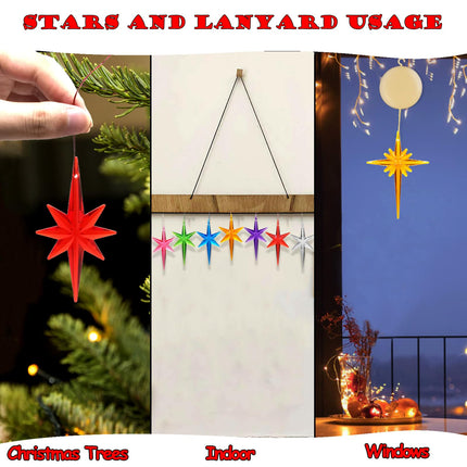 21Pack Star Topper Ornaments for Replacement Ceramic Christmas Tree - Red Plastic Modern Stars Hanging Decor Accessories