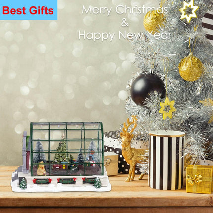 innodept12 Animated Lighted Christmas Village Greenhouse, Christmas Collectible House Ballroom Display Xmas Home Accent Tabletop Decoration, Musical Battery-Operated