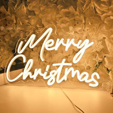 Britrio Merry Christmas Neon Sign LED Neon Light Wall Decoration for Bedroom Holiday Christmas Party Business Store Window Home Decor Hanging Ornament Xmas Indoor 5V USB 15.75” Warm White