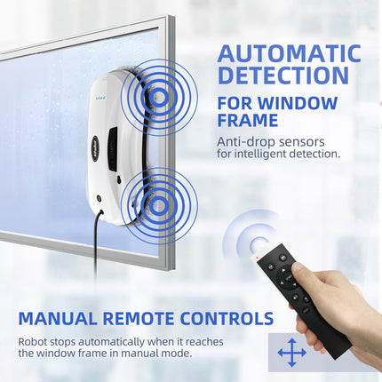 Alfabot Window Cleaning Robot With Dual Water Spray, X7 Robot Window Cleaner With Doubleside Water Spray 50Ml Water Tank, Smart Window Vacuum For Interiorexterior Highrise Windows