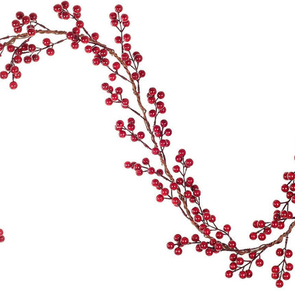 Artiflr 6FT Red Berry Garland, Flexible Artificial Red and Burgundy Berry Christmas Garland for Indoor Outdoor Home Fireplace Decoration for Winter Holiday Year Decor