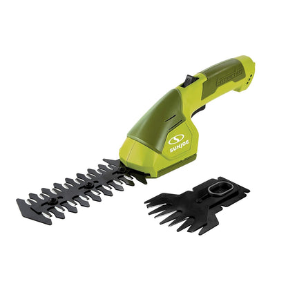 Sun Joe 24V-HT18-LTE 24V 2.0Ah 18-in Cordless Handheld Hedge Trimmer 5/8''& HJ604C 7.2-Volt 2-in-1 1250-RPM Cordless Grass Shear / Shrubber Handheld Trimmer