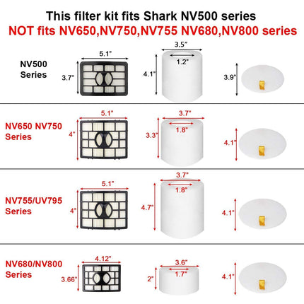 2 Hepa Filter + 2 Foam Flet Filter Kit For Shark Rotator Pro Liftaway Nv500 Nv501 Nv505 Nv552 Hepa Filter & Foam Filter Kit, Part Xfh500 & Xff500