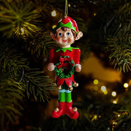 3Pcs Christmas Elf Hanging Ornament for Christmas Tree，5.5Inch Resin Elves Party Pendants for Christmas Decoration