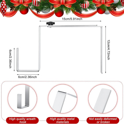 Blulu 2 Pcs 7'' to 11'' Metal Christmas Headstone Wreath Hanger Adjustable Flower Wreath Holder Stands Gravestone Marker Cemetery Tombstone Saddles (Silver, Straight)