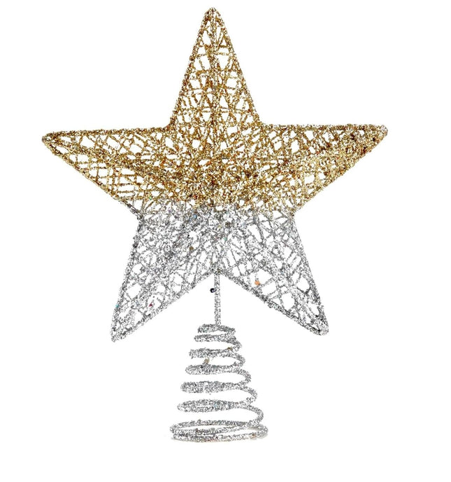 Christmas Tree Topper Star Hollow Out Treetop Xmas DIY Christmas Tree Gold Silver Gradient Sparkle Stars Ornaments Accessories