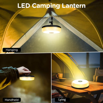 Camping String Lights, 2 in 1 Quick Storage 32.8FT Rechargeable Tent Lights String with 8 Lighting Modes, Hanging Waterproof Portable LED Lamp for Bedroom Yard Decor Christmas Camping Essentials