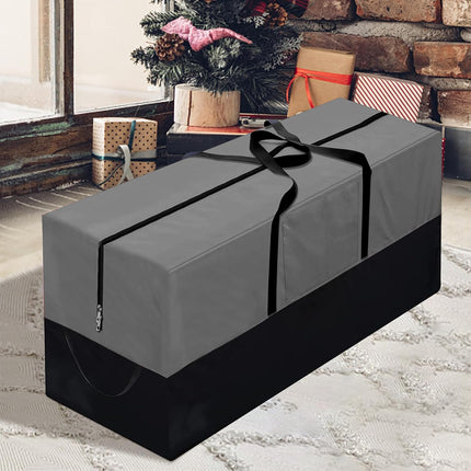 Christmas Tree Storage Bag, Fits Up 8 Ft Tall Artificial Trees-Heavy Duty Holiday Storage Box with Durable Reinforced Handles & Zipper & Transparent Pocket- 600D Oxford Tree Storage Container, Gray