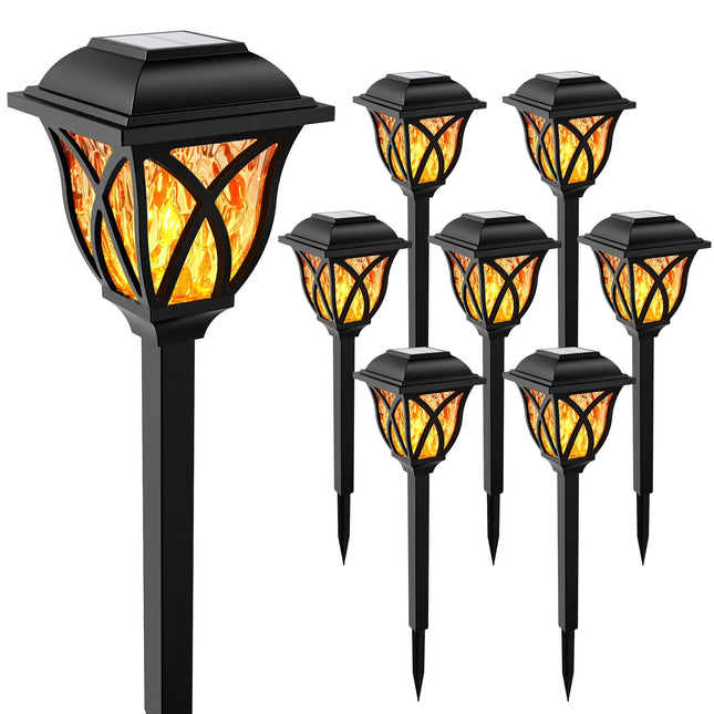 Solar Lights Outdoor, Solar Christmas Lights, Solar Torch Lights with Flickering Flame, Christmas Decorations Outdoor, Tiki Torches for Garden Yard Path Patio Porch Outside Decor (8 Pack)
