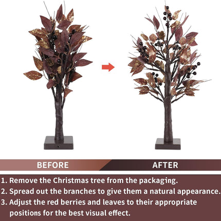 Artgar 22 Inch Mini Christmas Tree, Purple Christmas Tree, Prelit Christmas Tree, Tabletop Christmas Tree with Pinecones 24 LED Warm Lights for Home, Tabletop, Indoor, Fireplace, Christmas Decorations