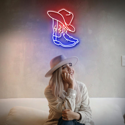 Kavaas Cowboy Boot Neon Sign, Neon Cowboy Hat Sign for Wall Decor Western Neon Sign for Bedroom, Bar, Office, Man Cave - Best s for Rodeo Enthusiast, Birthday, Christmas
