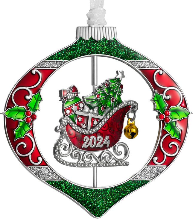Laraine Christmas Tree Ornaments – Decorative Rotating Hanging Pendant of Car Charm Holiday Rotatable Keepsake Home Decor (Sleigh ())