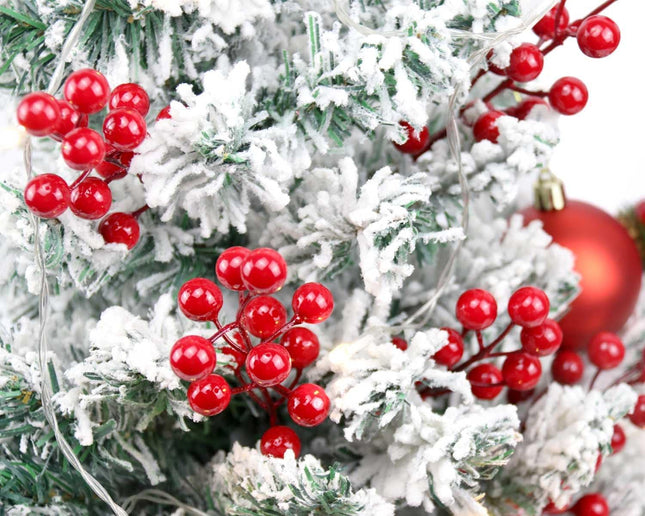 30 Pack Artificial Red Berry Stems, 8.2 Inch Christmas Berry Picks Holly Berries Branches for Christmas Tree Decorations DIY Crafts Wreath Decor