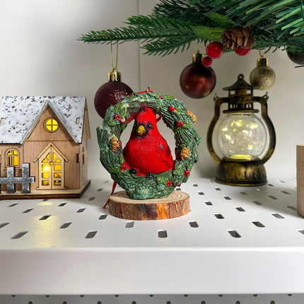 Christmas Decorations Cardinal Wreath Christmas Tree Decorations Hanging Red and Green Christmas Ornaments Resin Holiday Year Home Decor Ornaments