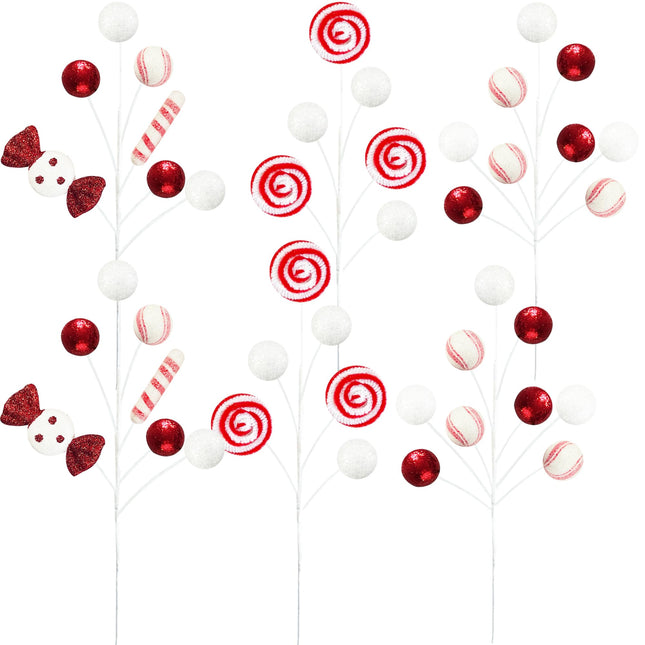 Christmas Tree Topper Decoration Christmas Tree Candy Picks Sprays Christmas Candy Branch for Christmas Tree Wreath Vase Home Decorstion (Color A)