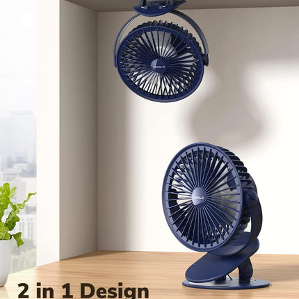 Cafele Stroller Clip On Fan, 【Ultra Quiet】 Rechargeable Battery Operated Personal Fan Strong Airflow, 4 Speeds Max 24Hrs 6Inch