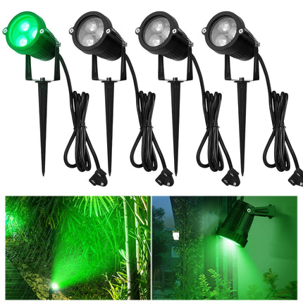 4 Pcs Christmas Spotlights Outdoor Green Spot Lights for Yard，Green Halloween Lights Green Landscape LED Lighting 12W IP66 Waterproof Spot Lights for Christmas Decorations St. Patrick's Day
